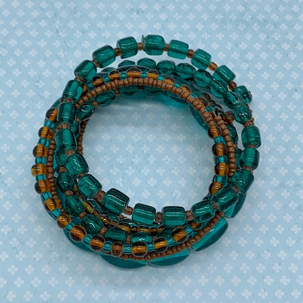 Beautiful boho-style wraparound beaded bracelet!